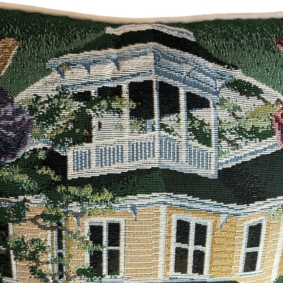Signed Glynda Turley Tapestry Throw Pillow Yellow Plantation Children Playing - Picture 5 of 14